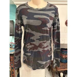 NWOT STATESIDE CAMO THERMAL TOP TEE UNIQUE COLORS- BLUE BURGUNDY OLIVE GREY L